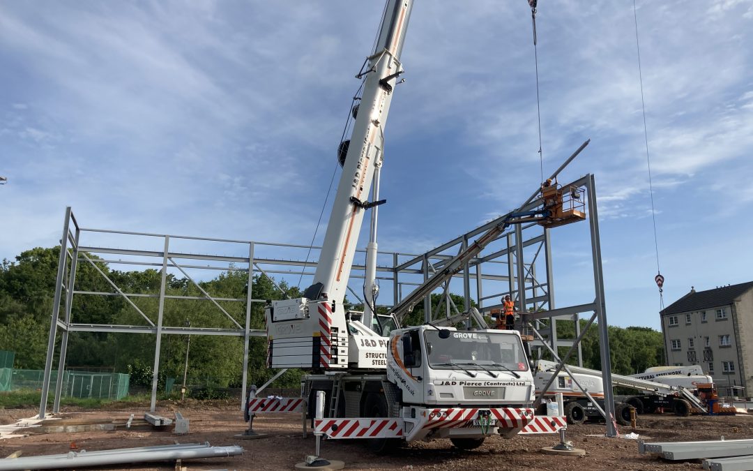 First Steel Erected at Bangholm Outdoor Centre