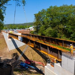 Completed steel placemnet - velindre bridge